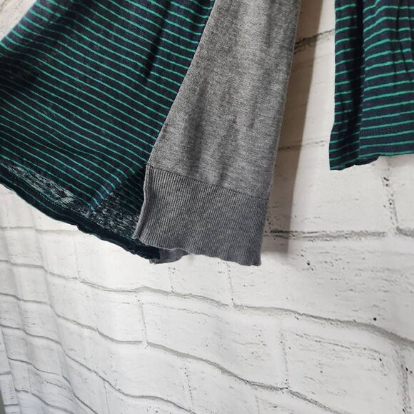 T Alexander Wang Striped Linen Silk Blend Knit Long Sleeve Shirt Blue Green - Picture 7 of 14